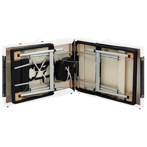 vidaXL Foldable Massage Table 4-Zone Aluminum Frame Black and White