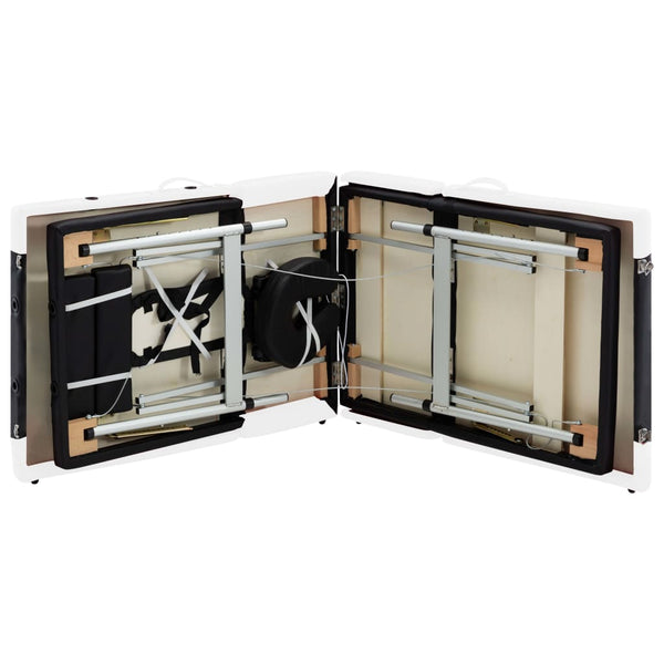 vidaXL Foldable Massage Table 4-Zone Aluminum Frame Black and White