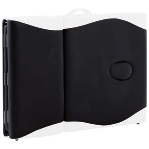 vidaXL Foldable Massage Table 4-Zone Aluminum Frame Black and White