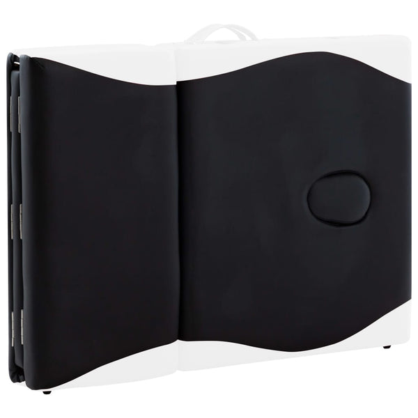 vidaXL Foldable Massage Table 4-Zone Aluminum Frame Black and White