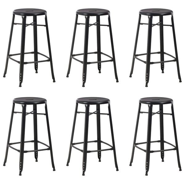 vidaXL Bar Stools 6 pcs Black Steel