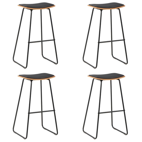 vidaXL Bar Stools 4 pcs Black Faux Leather