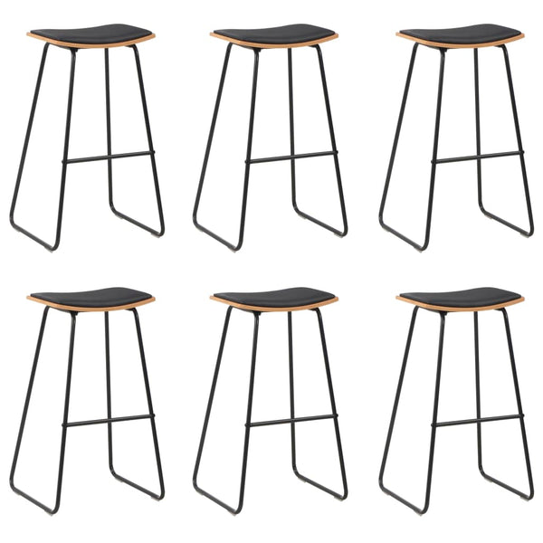 vidaXL Bar Stools 6 pcs Black Faux Leather