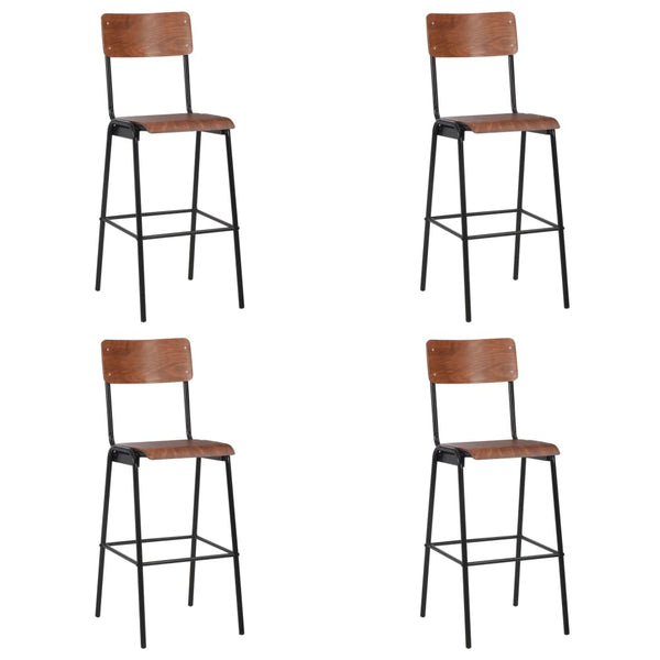 vidaXL Bar Stools 4 pcs Solid Plywood Steel