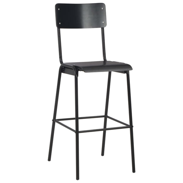 vidaXL Bar Stools 4 pcs Black Solid Plywood Steel