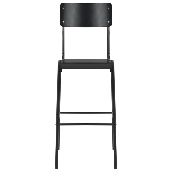 vidaXL Bar Stools 6 pcs Black Solid Plywood Steel