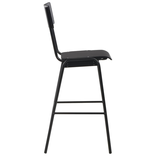vidaXL Bar Stools 6 pcs Black Solid Plywood Steel