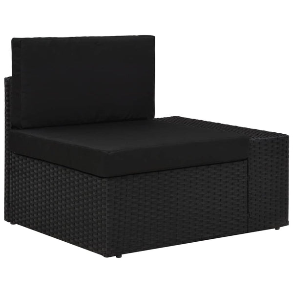 vidaXL 5-Piece Poly Rattan Garden Lounge Set Black