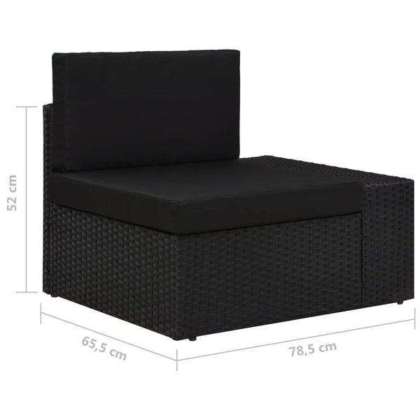 vidaXL 5-Piece Poly Rattan Garden Lounge Set Black