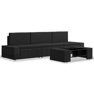 vidaXL 4-piece Garden Lounge Set Poly Rattan Black