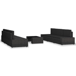 vidaXL 7-Piece Garden Lounge Set Poly Rattan Black