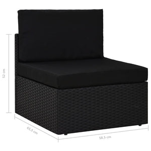 vidaXL 8-Piece Poly Rattan Garden Lounge Set Black
