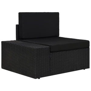 vidaXL 8-Piece Poly Rattan Garden Lounge Set Black
