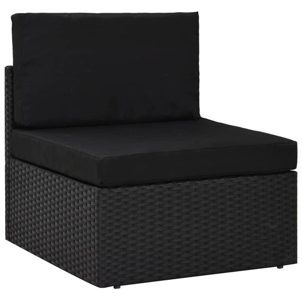 vidaXL 8-Piece Poly Rattan Garden Lounge Set Black