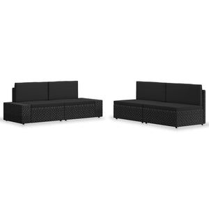 vidaXL 4-piece Garden Lounge Set Poly Rattan Black