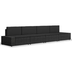 vidaXL 4-piece Garden Lounge Set Poly Rattan Black