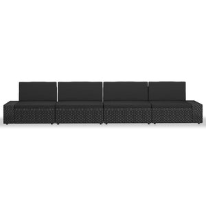 vidaXL 4-piece Garden Lounge Set Poly Rattan Black