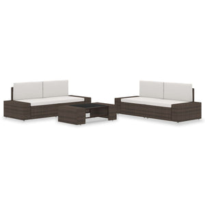 vidaXL 5-piece Garden Lounge Set Poly Rattan Brown