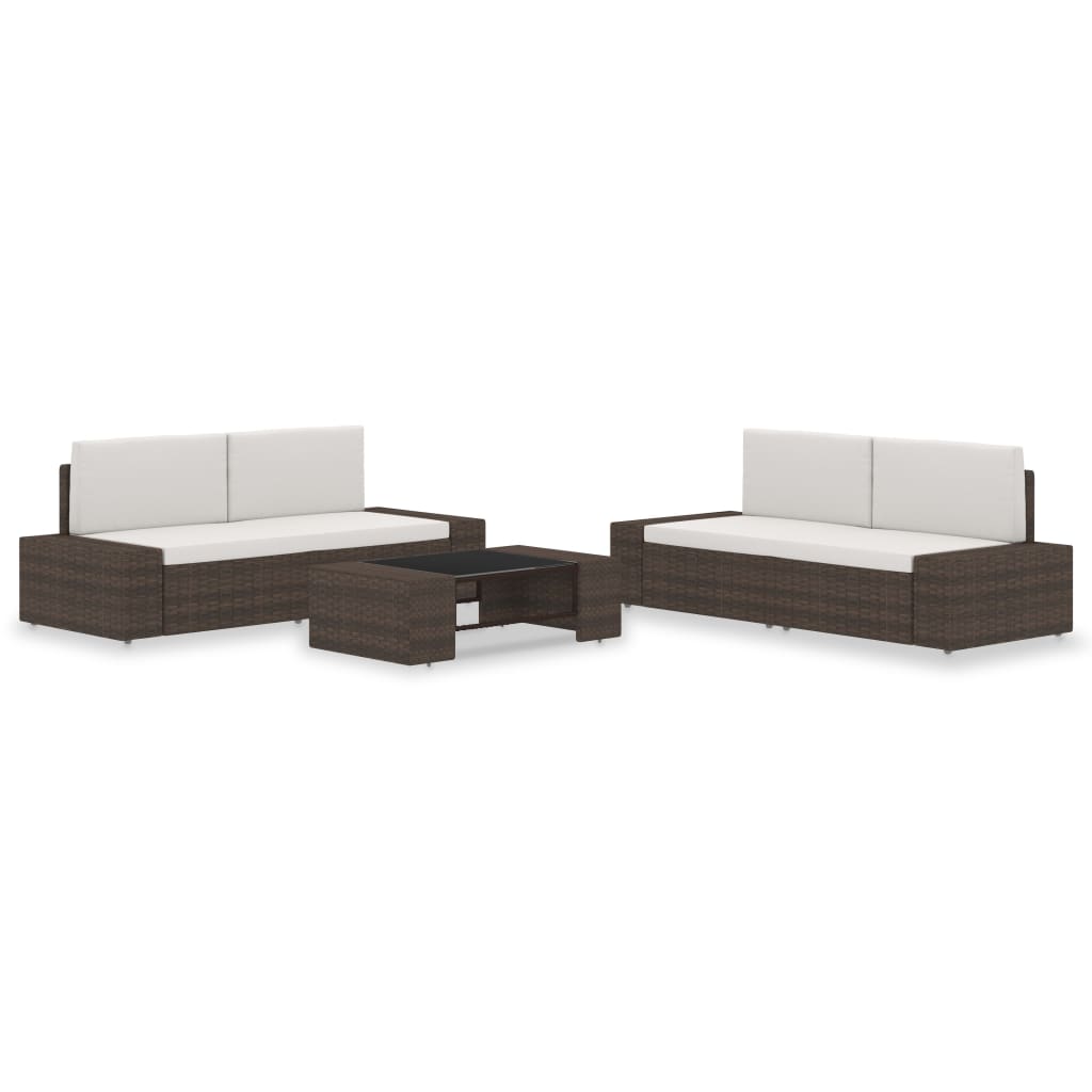 vidaXL 5-piece Garden Lounge Set Poly Rattan Brown