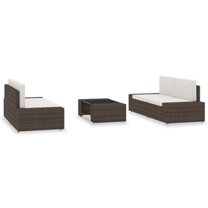 vidaXL 5-piece Garden Lounge Set Poly Rattan Brown