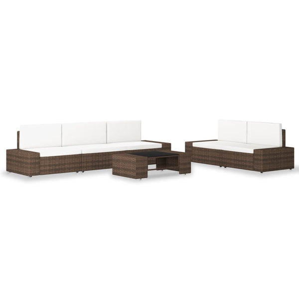 vidaXL 6-Piece Garden Lounge Set Poly Rattan Brown
