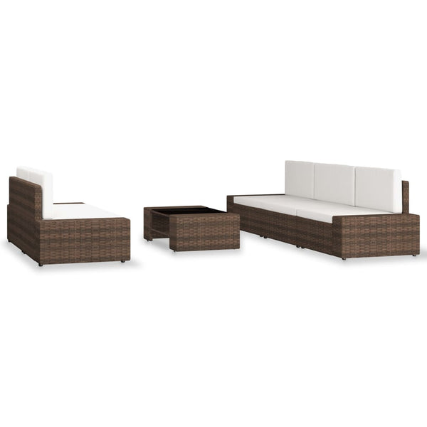 vidaXL 6-Piece Garden Lounge Set Poly Rattan Brown
