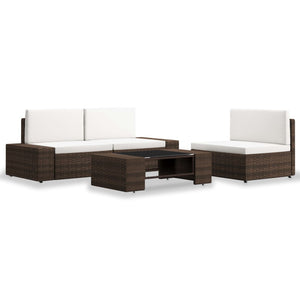 vidaXL 4-Piece Garden Lounge Set Poly Rattan Brown