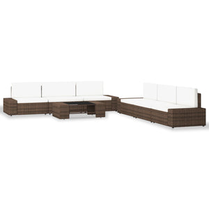 vidaXL 7-Piece Garden Lounge Set Poly Rattan Brown