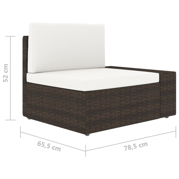 vidaXL 7-Piece Garden Lounge Set Poly Rattan Brown