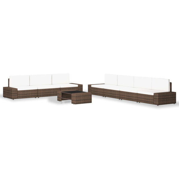 vidaXL 8-piece Garden Lounge Set Poly Rattan Brown