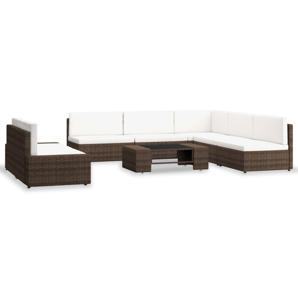 vidaXL 7-Piece Garden Lounge Set Poly Rattan Brown