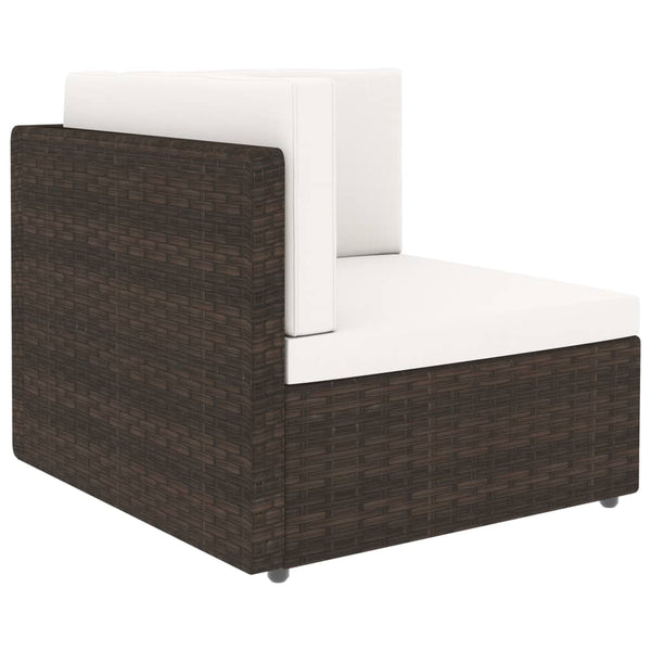 vidaXL 7-Piece Garden Lounge Set Poly Rattan Brown
