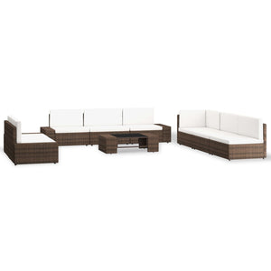 vidaXL 9-piece Garden Lounge Set Poly Rattan Brown