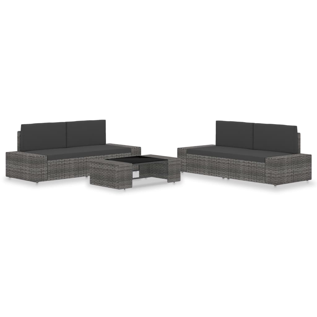 vidaXL 5-piece Garden Lounge Set Poly Rattan Grey