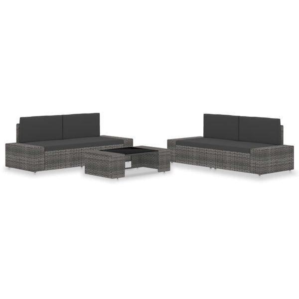 vidaXL 5-piece Garden Lounge Set Poly Rattan Grey