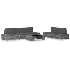 vidaXL 6-Piece Garden Lounge Set Poly Rattan Grey