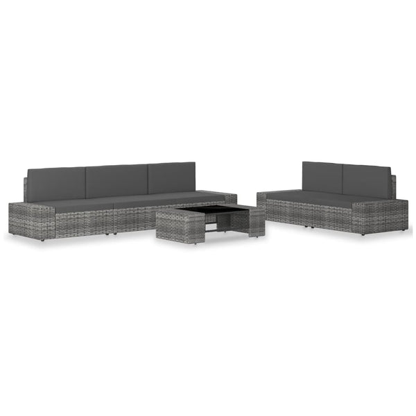 vidaXL 6-Piece Garden Lounge Set Poly Rattan Grey