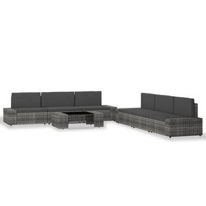 vidaXL 7-Piece Garden Lounge Set Poly Rattan Grey