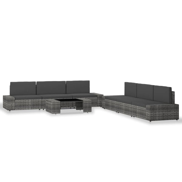 vidaXL 7-Piece Garden Lounge Set Poly Rattan Grey