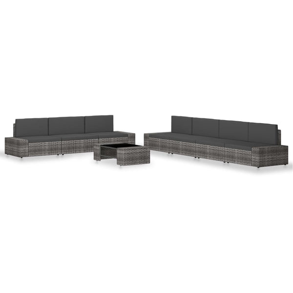 vidaXL 8-Piece Garden Lounge Set Poly Rattan Grey