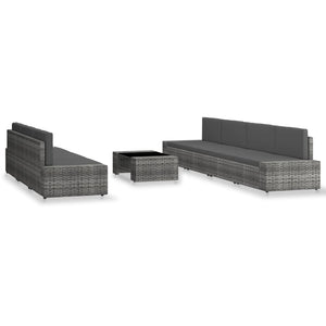 vidaXL 8-Piece Garden Lounge Set Poly Rattan Grey