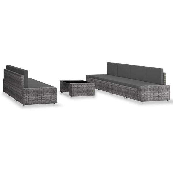 vidaXL 8-Piece Garden Lounge Set Poly Rattan Grey
