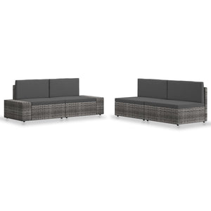 vidaXL 4-Piece Garden Lounge Set Poly Rattan Grey