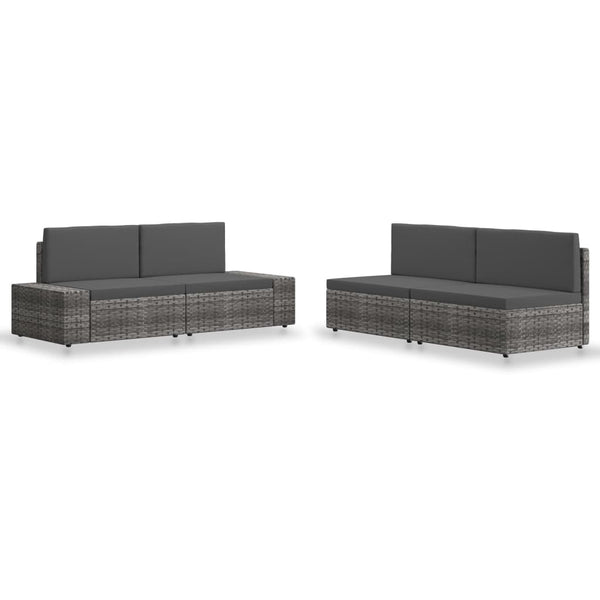 vidaXL 4-Piece Garden Lounge Set Poly Rattan Grey