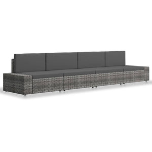 vidaXL 4-Piece Garden Lounge Set Poly Rattan Grey
