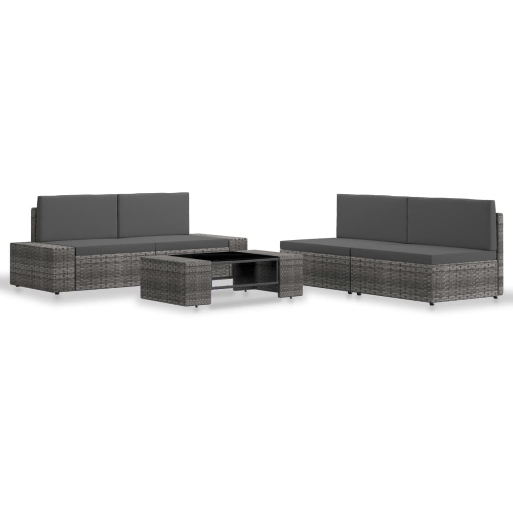 vidaXL 5-Piece Garden Lounge Set Poly Rattan Grey