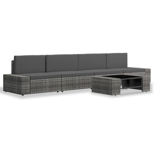 vidaXL 5-Piece Garden Lounge Set Poly Rattan Grey