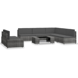 vidaXL 7-Piece Garden Lounge Set Poly Rattan Grey
