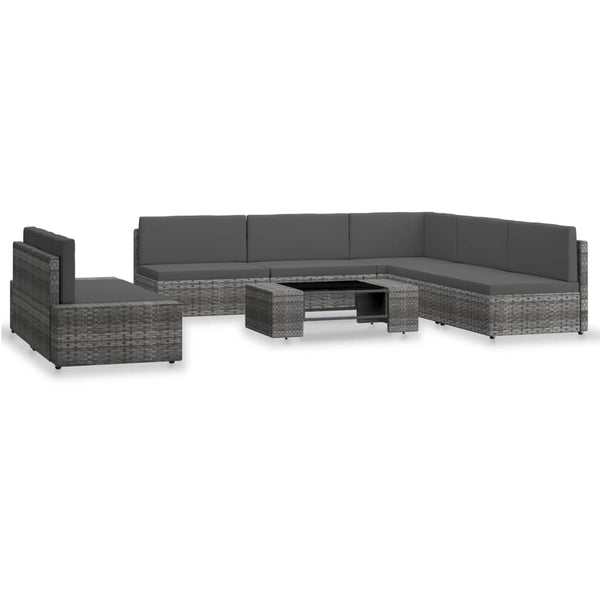 vidaXL 7-Piece Garden Lounge Set Poly Rattan Grey