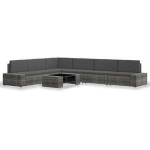 vidaXL 7-Piece Garden Lounge Set Poly Rattan Grey